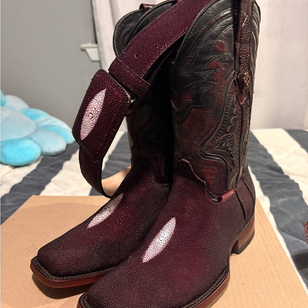 Burgundy and Black Western Boots